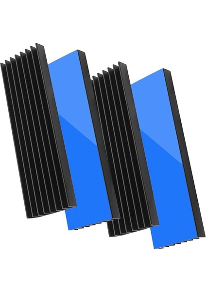 4 Adet Alüminyum Soğutucu Pc Soğutma Kanatları Soğutucu Seti Termal Yapışkan Bantlı 70 mm x 22 mm x 6 Mm, Siyah