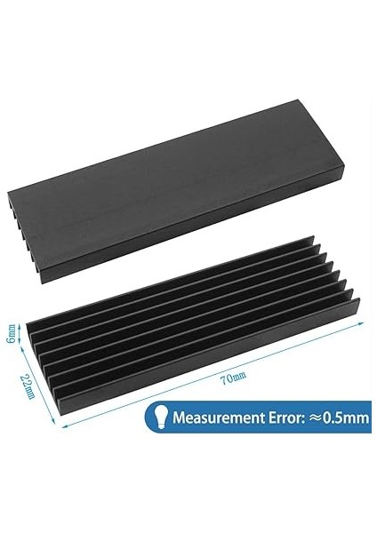 4 Adet Alüminyum Soğutucu Pc Soğutma Kanatları Soğutucu Seti Termal Yapışkan Bantlı 70 mm x 22 mm x 6 Mm, Siyah modelleri