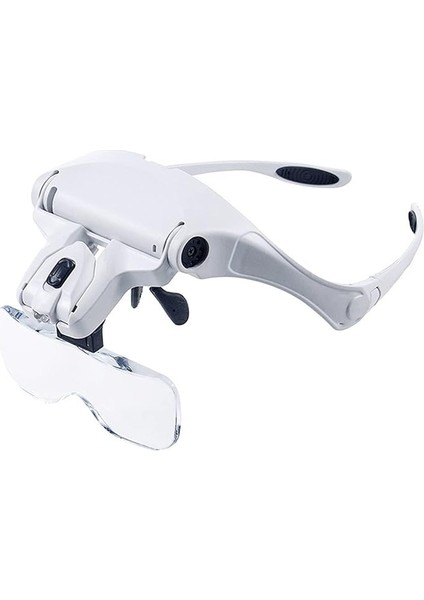 Baş Üstü Büyüteç Işıklı Büyüteç Kafa Bandı Gözlükler Okuma Için 5 Değiştirilebilir Lens Yakından Çalışma Mücevher Büyüteci Saat Tamiri (1.0x, 1.5x, 2.0x, 2.5x, Beyaz