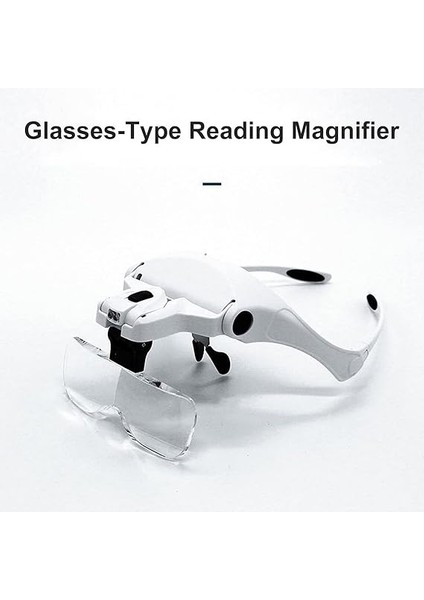 Baş Üstü Büyüteç Işıklı Büyüteç Kafa Bandı Gözlükler Okuma Için 5 Değiştirilebilir Lens Yakından Çalışma Mücevher Büyüteci Saat Tamiri (1.0x, 1.5x, 2.0x, 2.5x, Beyaz fiyatları