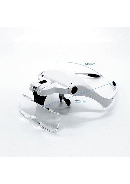 Baş Üstü Büyüteç Işıklı Büyüteç Kafa Bandı Gözlükler Okuma Için 5 Değiştirilebilir Lens Yakından Çalışma Mücevher Büyüteci Saat Tamiri (1.0x, 1.5x, 2.0x, 2.5x, Beyaz modelleri