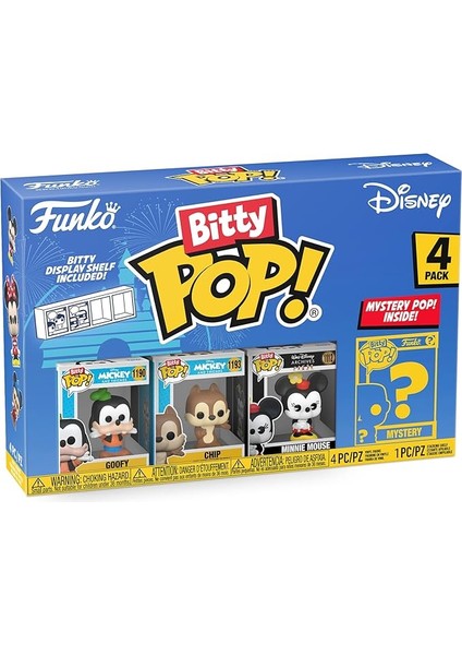 Bitty Pop! Disney – Goofy, Chip, Minnie Mouse (Hands Folded) ve Sürpriz Mini Gizem Figürü – 2,2 cm Koleksiyon – Istiflenebilir Raf Dahil, Hediye Fikri, Disney Hayranları
