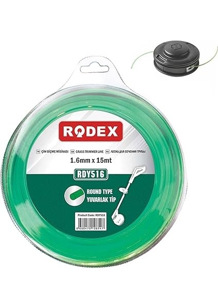 RDY516 Misina Motorlu Tırpan Yuvarlak Misina 1.6 mm 15 Metre Yeşil fiyatları