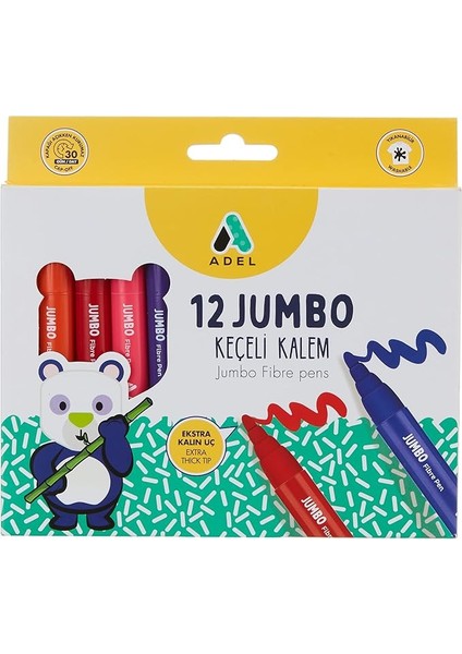 Jumbo Keçeli Kalem, 12 Renk