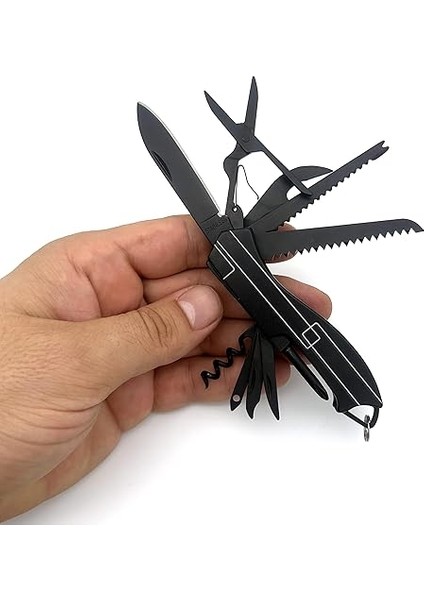 11 Fonksiyonlu Kamp Cep Çakısı Multitool Siyah indirimleri