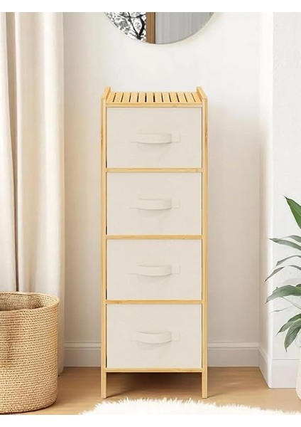 Bambu 4 Çekmeceli Dolap Organizer Çok Amaçlı Düzenleyici Şifonyer DB-0014 modelleri