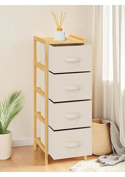 Bambu 4 Çekmeceli Dolap Organizer Çok Amaçlı Düzenleyici Şifonyer DB-0014 fırsatları