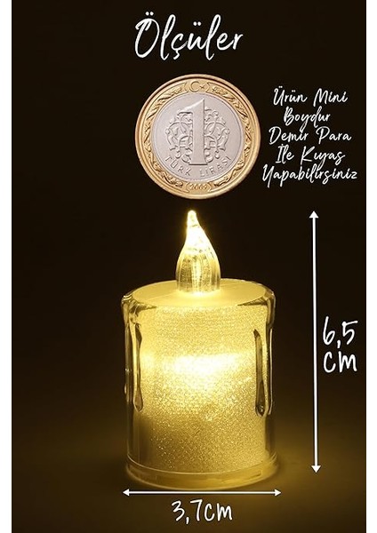 4 Adet Mini LED Mum Seti Pilli Dumansız Alevli Ledli Dekoratif Yapay Mum Dekor Işığı (4 Adet (Eriyen 6 Cm)) indirimleri
