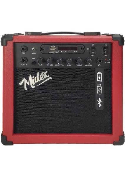MGA-25RD Elektro Gitar Amfisi 25 Watt USB Bluetooth Şarjlı 2 Girişli