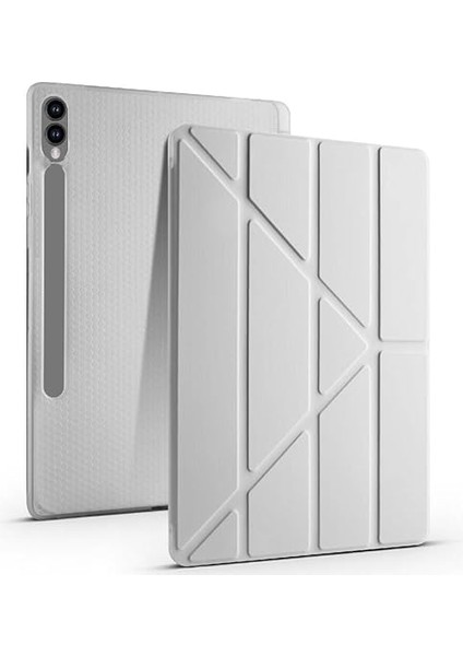 Galaxy Tab S9 Fe PLUS/S10 Plus ile Uyumlu Kılıf Kalem Bölmeli Trifolding Case X610 X616 X820 X826 X828 Gri fırsatları