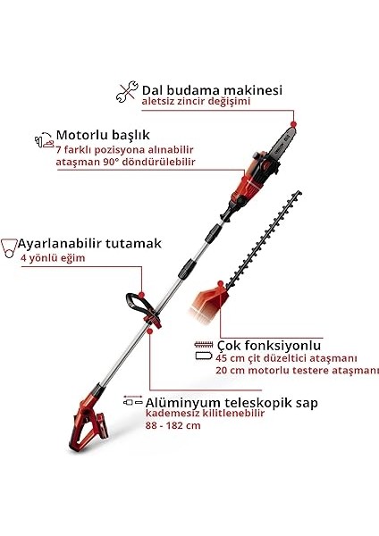 Akülü Çok Fonksiyonlu Budama Ge-Hc 18 Li T Kit (18V, 3AH, 2'si 1 Arada Çit Budama Makinesi ve Motorlu Testere, Oregon Kılavuz, Akü ve Şarj Cihazı Dahildir) - 3410805 modelleri