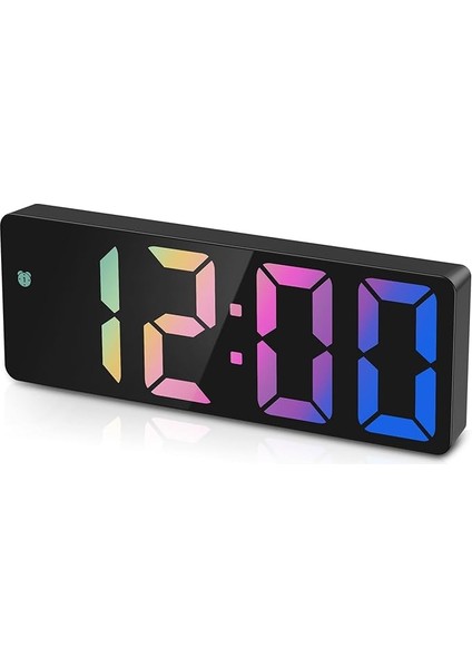 Dijital Çalar Saat, Dijital Çalar Saat, Renkli Rakamlar Ekranlı, Sıcaklık Göstergeli Masa Saati, USB Şarjlı, 3 Parlaklık, Ses Kontrol Fonksiyonu, Tarih, 12/24 Saat