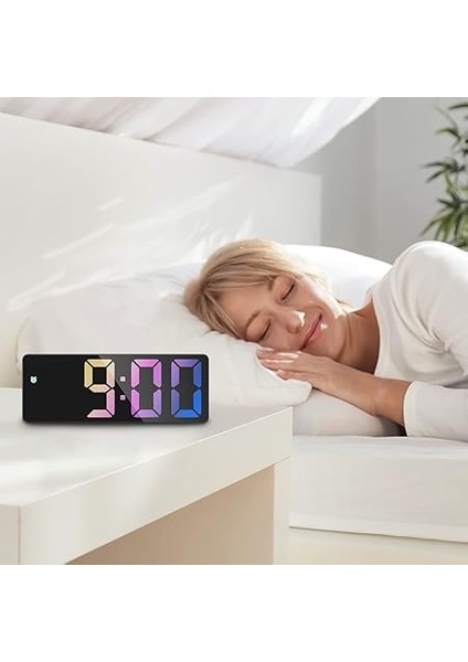 Dijital Çalar Saat, Dijital Çalar Saat, Renkli Rakamlar Ekranlı, Sıcaklık Göstergeli Masa Saati, USB Şarjlı, 3 Parlaklık, Ses Kontrol Fonksiyonu, Tarih, 12/24 Saat modelleri