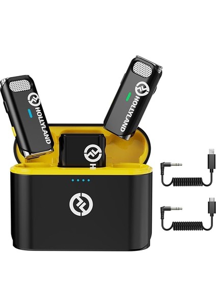 Hollyland Lark M1 Kablosuz Yaka Mikrofonu, Gürültü Engelleme Özellikli Çift Kanallı Yaka Mikrofonu, 199,9 M 8 Saat, iPhone Kamera Youtube Video Kaydı, Canlı Yayın Podcast Röportajı Vlog ile Uyumlu