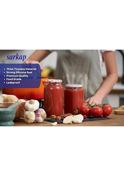 Bükümlü Konserve Kapakları - 82 mm Yeniden Kullanılabilir Konserve Kapakları 10'lu Set Kapak Kapağı (Mavi Ekose) fırsatları