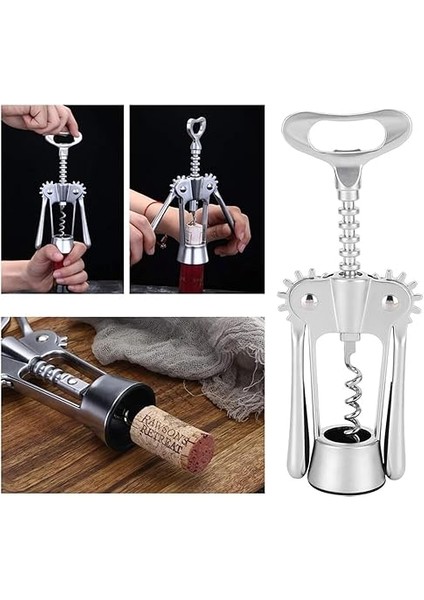 Açacağı - Çok Işlevli Çinko Alaşım Kırmızı Şarap ve Bira Şişesi Açacağı, Tirbuşon Mantar Çektirme, Ev ve Bar Kullanımı Için Gümüş Renk fırsatları