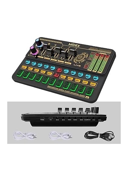 VS11 Üst Seviye Stüdyo Kayıt Canlı Yayın Bluetooth ve Şarjlı Ses Kartı Efektli Radyo Mikseri (Telefon ve Pc Podcast) fiyatları