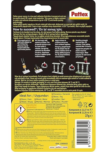 Güçlü Epoksi Yapıştırıcı, Çok Sağlam, Çok Dayanıklı, Hemen Her Malzeme Için Uygun Epoksi Reçine Yapıştırıcı, Modelleme Kili, 1X27G fiyatları