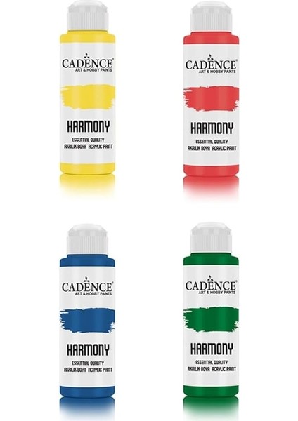 Ekonomik Akrilik Boya 4X120ML Ana Renkler Avantajlı Paket Çok Renkli Tek Ebat