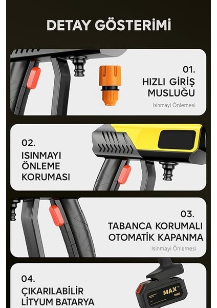 Basınçlı Yıkama Tabancası – 290 Psı, Köpük Aparatlı, Fırçasız Motor, Napcoo WATERGUN1000 fırsatları