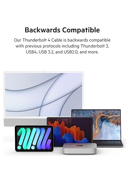 Active Thunderbolt 4 Kablo (2m 6.6ft), 100W Güç Dağıtımı Pd Etkinleştirilmiş USB Tip C Bağlantısı, USB 4 Uyumlu ve Daha Fazlasıyla Uyumlu, Siyah indirimleri