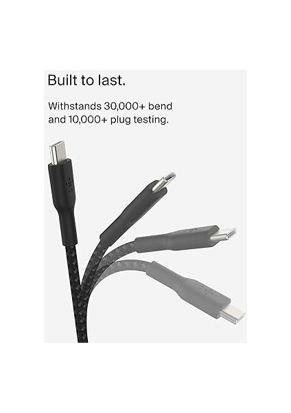 Boost Charge Örgülü Usb-C, Hızlı Şarj Cihazı, Usb-C Şarj Kablosu, iPhone 16, 15, Samsung Galaxy S24, S23, Pixel, Ipad, Macbook, Nintendo ve Daha Fazlası Için Hızlı Şarj, 1 Metre, Siyah fırsatları