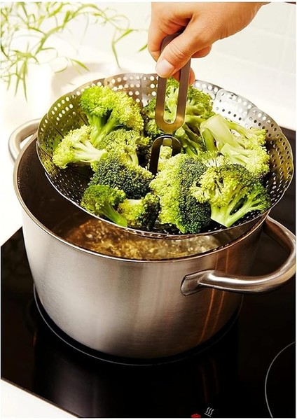 Pişirme Aparatı, Sebze Haşlama, Metal Buharda Pişirici, Katlanabilen Buharda Pişirme Aleti Sağlıklı Yemek Aparatı