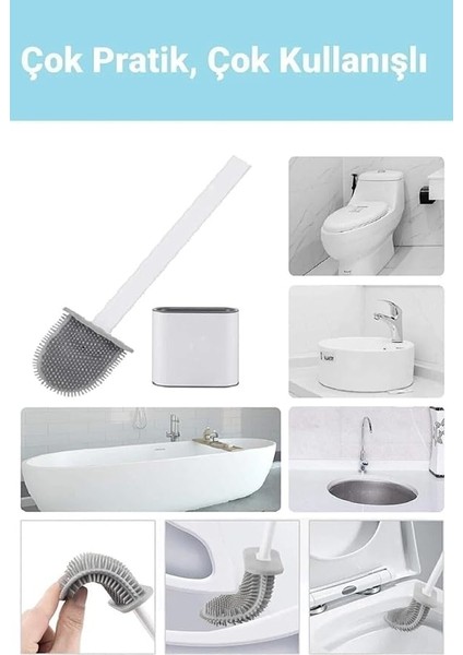 Fırçası Beyaz Renk Silikon Klozet Wc Banyo Küvet Temizleme Fırçası Antibakteriyel Kolay Temizlenir Delmeden Duvara Monte Ürün Boyutu: 36.5cm x 10CM x 4.1cm (Beyaz) fırsatları