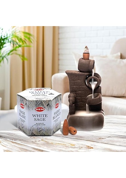 Tütsü Geri Akış Şelale Beyaz Adaçayı Kokulu 40 Konik Tütsü - White Sage Backflow Incense Cones fırsatları