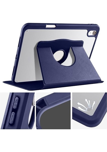 Ipad 11 Inç A16 (11.nesil) 2025 ile Uyumlu Kalem Bölmeli 360 Dönebilen Kapaklı Kılıf A3355, Lacivert fiyatları