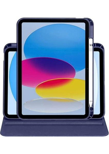Ipad 11 Inç A16 (11.nesil) 2025 ile Uyumlu Kalem Bölmeli 360 Dönebilen Kapaklı Kılıf A3355, Lacivert fırsatları
