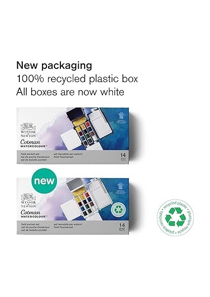 &amp; Newton 0390639 Cotman Field Box Sulu Boya Seti, Yüksek Işık Haslığına Sahip Canlı Sulu Boya, Geniş Renk Seçenekleri, Eskimeye Karşı Dayanıklı - 1/2 Kapta 12 Renk, Karıştırma Paleti, Su Tankı fiyatları