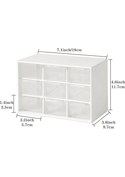 Mini Saklama Çekmeceleri, Küçük 9 Çekmeceli Düzenleyici Kutular Istiflenebilir Şeffaf Plastik Kutu Masa Ofis Yatak Odası Mutfak Makyaj Takı Parçaları Aletleri Kare Tepsiler Masaüstü Sabit modelleri