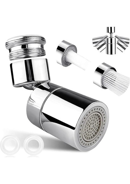 Musluk Havalandırıcı, 2 Püskürtme Fonksiyonu, Musluk Püskürtme Regülatörü, M24 M22 80° Büyük Açı Ayarlanabilir, 360 Derece Döndürülebilir, Çift Fonksiyonlu Su Tasarruflu, Mutfak/banyo Musluğu Için
