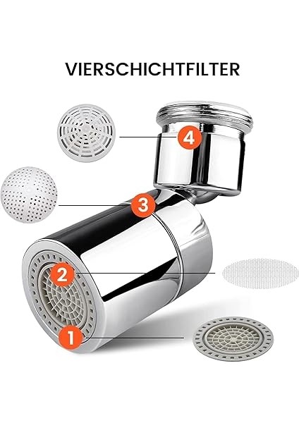 Musluk Havalandırıcı, 2 Püskürtme Fonksiyonu, Musluk Püskürtme Regülatörü, M24 M22 80° Büyük Açı Ayarlanabilir, 360 Derece Döndürülebilir, Çift Fonksiyonlu Su Tasarruflu, Mutfak/banyo Musluğu Için indirimleri