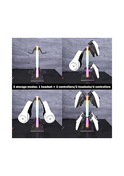 Oyun Kulaklığı Standı Rgb, Kulaklık Tutucu, 2 USB Bağlantı Noktası ve Tip C, Kulaklık ve Xbox Ps5 Switch Controller Için Evrensel Kulaklık Tutucu indirimleri