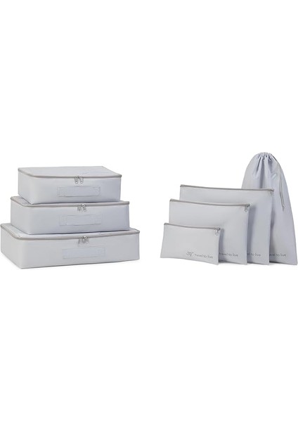 Home Textile 7'li Yıkanabilir Gri Renk Paraşüt Kumaş Bavul Içi Düzenleyici Set
