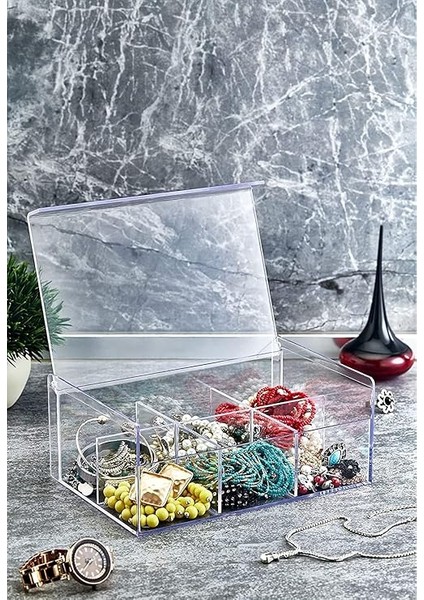 Akrilik Çay Kutusu 6 Bölmeli Kapaklı Poşet Bitki Çayı Saklama Kabı - Akrilik Pratik ve Şık Akrilik Çay Kutusu - 6 Bölmeli Kapaklı Poşet ve Bitki Çayı Saklama Kabı fırsatları