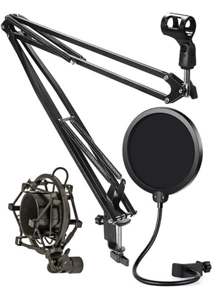 NB40 Pro Mikrofon Standı Shock Mount Pop Filter Set (50X50 Büyük Boy)