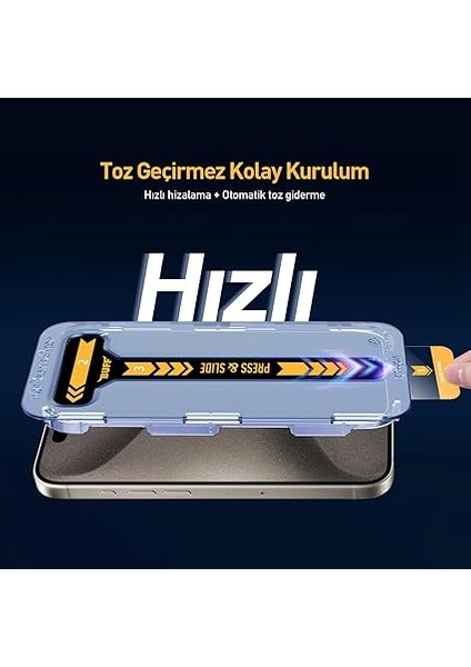 Labs iPhone 15 Serisi ile Uyumlu 5d Easyfit 2 Adet Kolay Uygulama Aparatlı Ekran Koruyucu Temperli Cam (Iphone 15 Pro Max) fiyatları