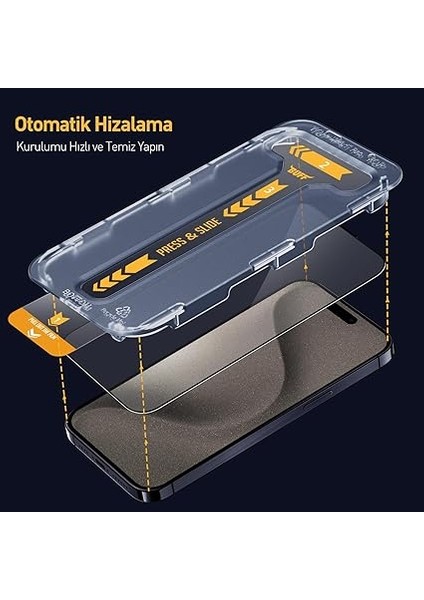 Labs iPhone 15 Serisi ile Uyumlu 5d Easyfit 2 Adet Kolay Uygulama Aparatlı Ekran Koruyucu Temperli Cam (Iphone 15 Pro Max) modelleri