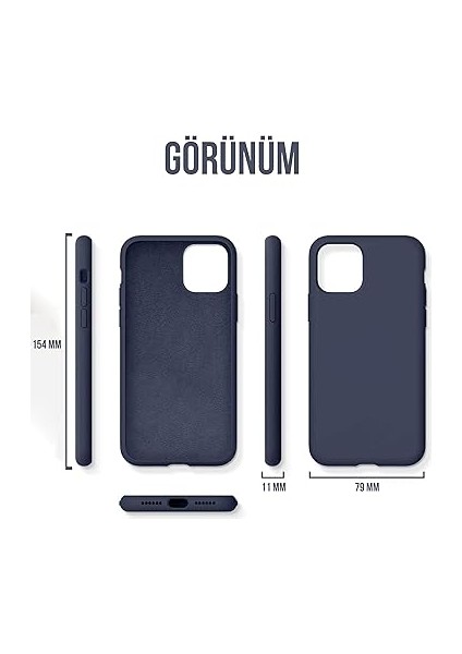 iPhone Kılıf Ince Sıvı Silikon 3 Katmanlı Tam Kaplamalı Yumuşak Jel Kauçuk Kılıf Kapak (Lacivert, iPhone 11) fırsatları
