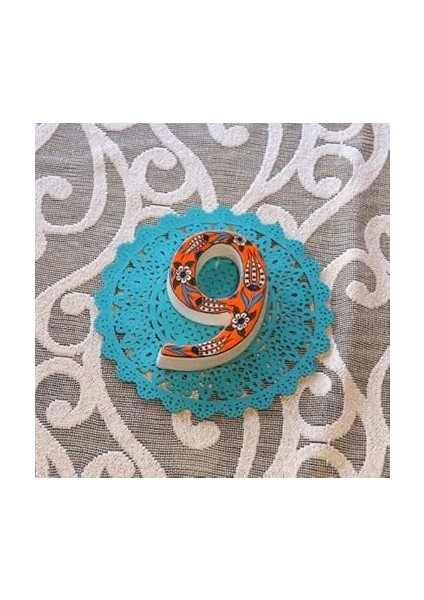 Kapı Numarası Seramik Lale Desenli Çeşitli Renklerde (9, Turuncu) modelleri