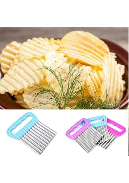 Şekilli Patates Cips Dilimleyici Kesici Doğrayıcı Tırtıklı Patetes Dilimleme Doğrama Aparatı (1, Asortili) fırsatları