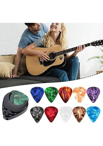 10 Parçalı Gitar Penası Seti, Renkli Gitar Penaları ve Pena Tutucu Seti, Akustik Gitar Penası, Çok Fonksiyonlu Selüloit Gitar Aksesuarı modelleri