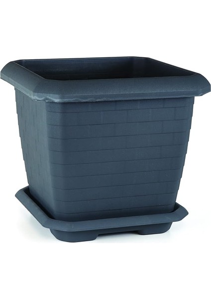 HK04 Hisar Kare Saksı No:4 Tabaklı 44,3 Cm, 44 Litre Antrasit