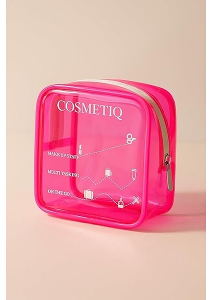 Kapısı Şeffaf Makyaj Malzemeleri Çantası Mini Organizer Poschette (Pembe) fırsatları