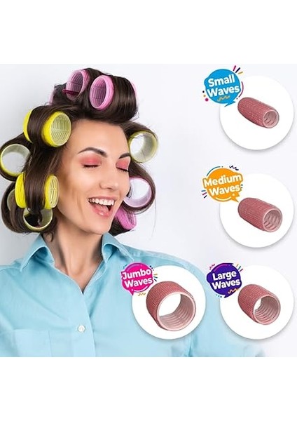 1256 Pembe 56 Parça Saç Bigudisi Seti - Tüm Saç Tipleri Için Saç Kıvırıcıları, 4 Boy, Klips, Tarak ve Sünger Rulo Dahil, Isısız Bukleler ve Hacimli Stiller Için Mükemmel modelleri