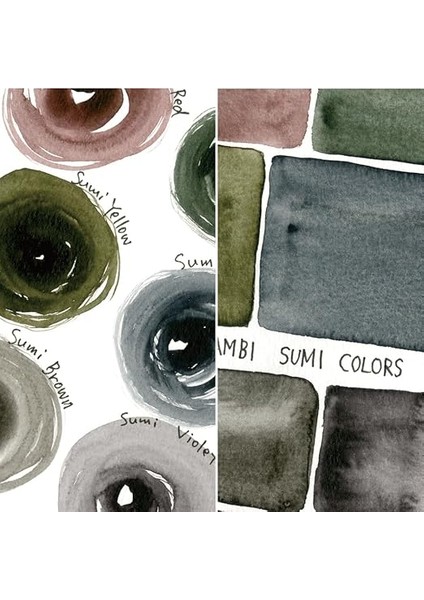 Gansai Tambi Sumı Renkleri, 6 Renk Seti, Suluboya Boya Seti, Kaligrafi, Illüstrasyonlar, Fırça Yazıları, Fineart ve Daha Fazlası Için Ideal, Siyah Sumi Mürekkep Rengi, Japonya'da Üretilmiştir fırsatları