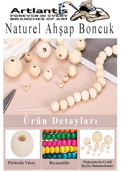 Ahşap Boncuk 32MM 20 Li 1 Paket Ham Boyanabilir Ahşap Yuvarlak Doğal Boncuklar Takı Tasarım Ektinlik Kreş Okul modelleri